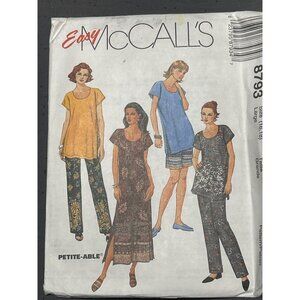 Easy McCalls 8793 Sewing Pattern Scoop Neck Tops Pants Dresses Tunic Lounge L